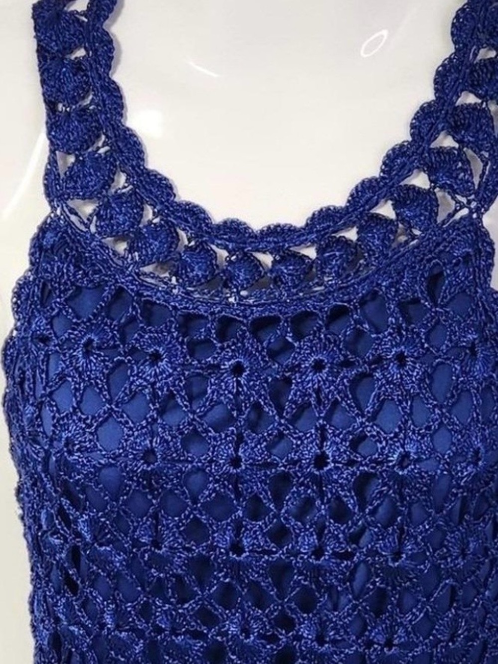 INC International Concepts Royal Blue Crochet Tank Top